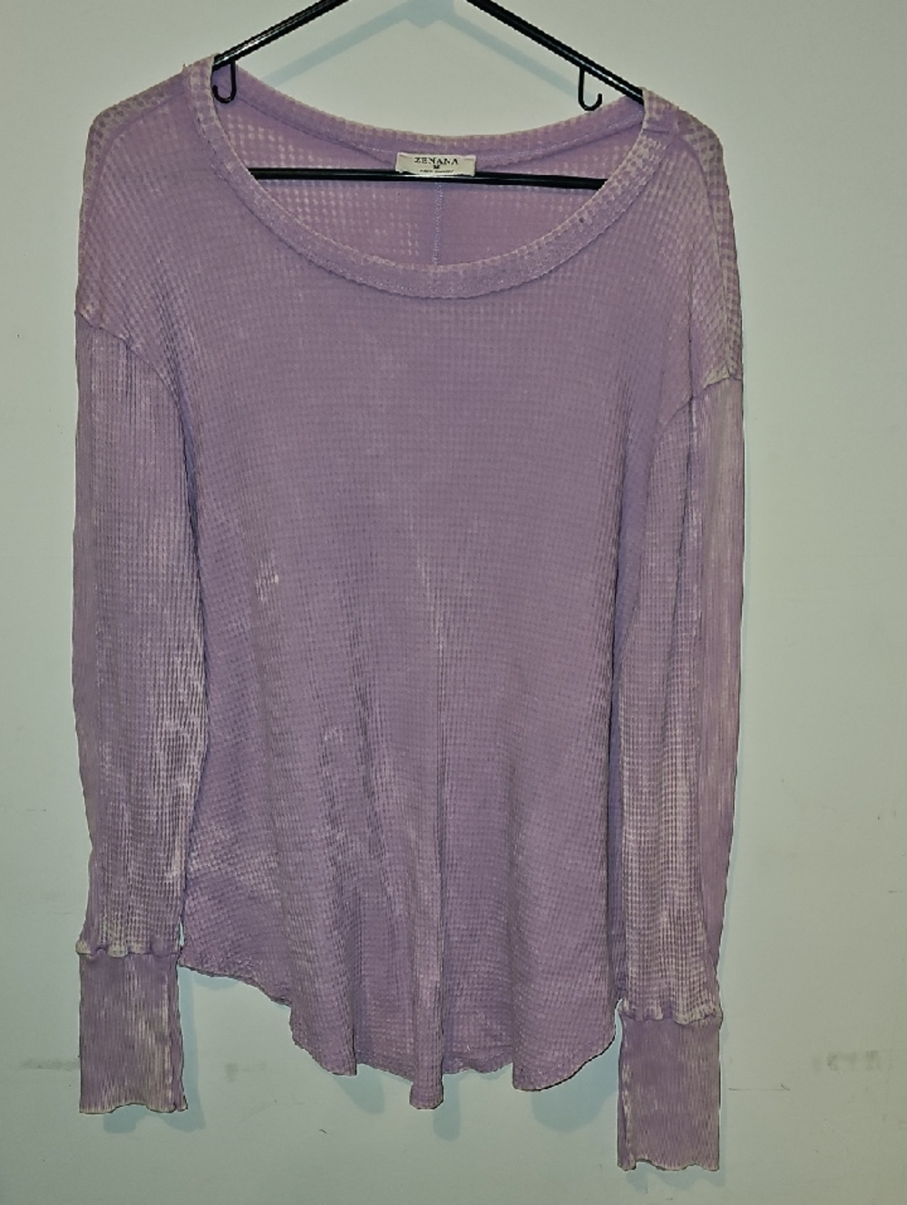 Zenana Womens Purple Mineral Wash Long Sleeve Shirt. Sz Medium Like New